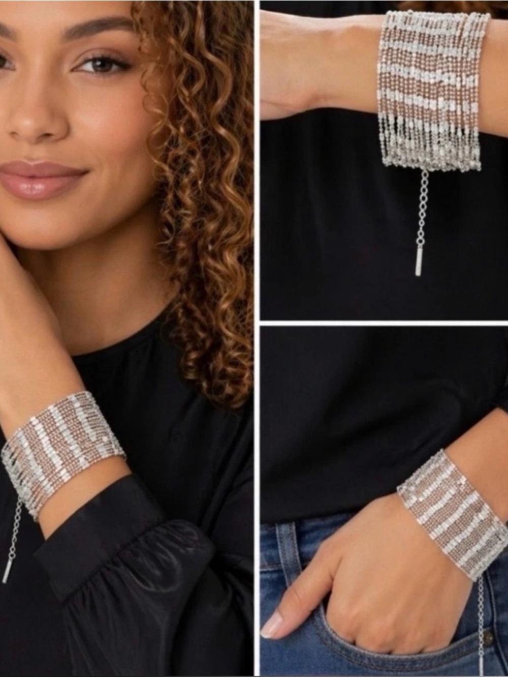 Plunder Silver Beaded Multi-strand chain Bracelet